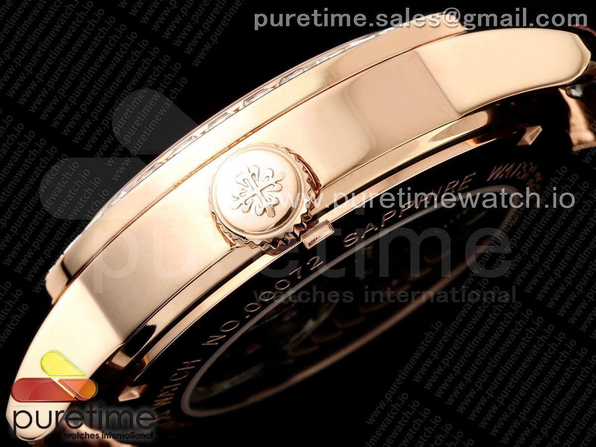 PP Tourbillon RG Diamonds Bezel RMSF Edition White Dial on Brown Leather Strap