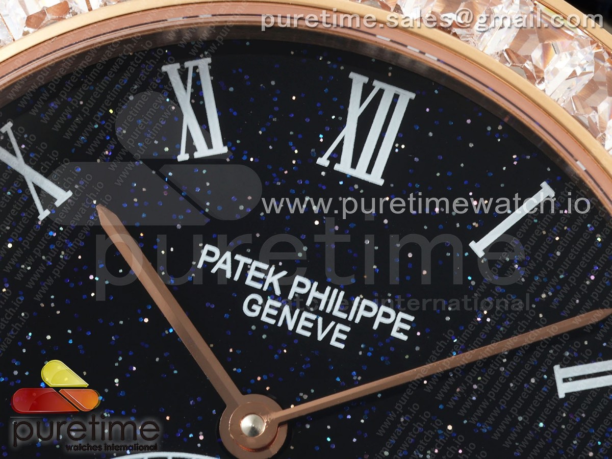 PP Tourbillon RG Diamonds Bezel RMSF Edition Black Starry Dial on Blue Leather Strap