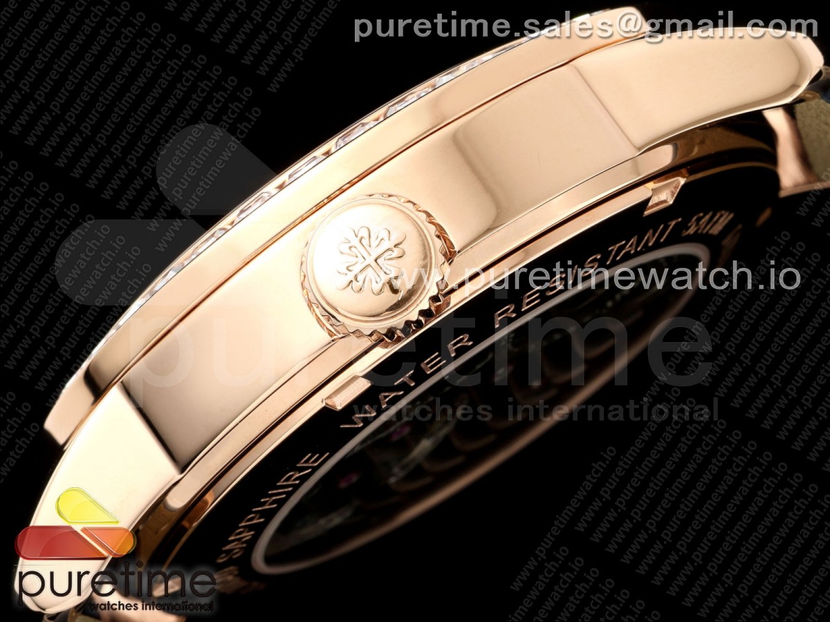 PP Tourbillon RG Diamonds Bezel RMSF Edition Black Starry Dial on Blue Leather Strap