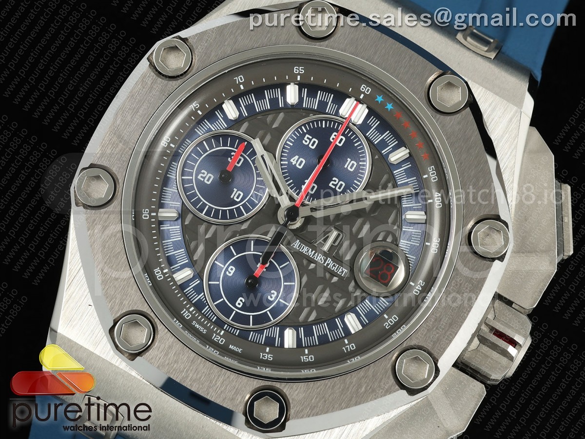 Royal Oak Offshore Schumacher SS TKF Gray/Blue Dial on Blue Rubber Strap A3126