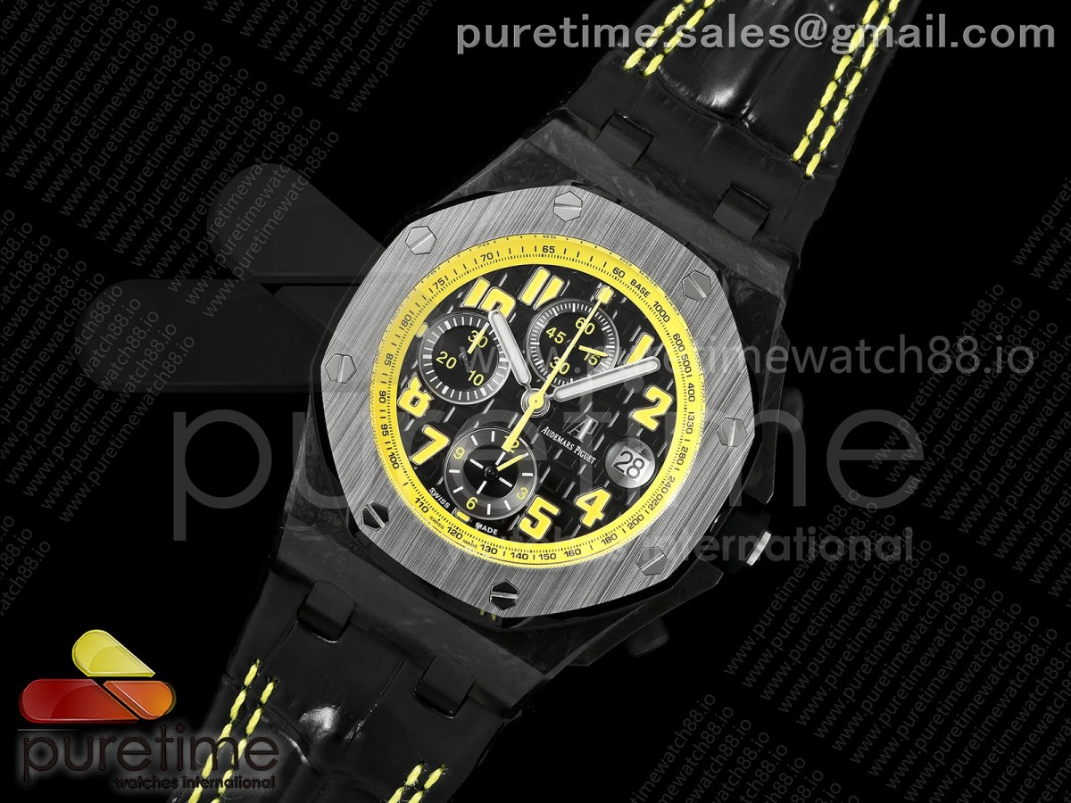Royal Oak Offshore 'Bumble Bee' TKF on Black Leather Strap A3126