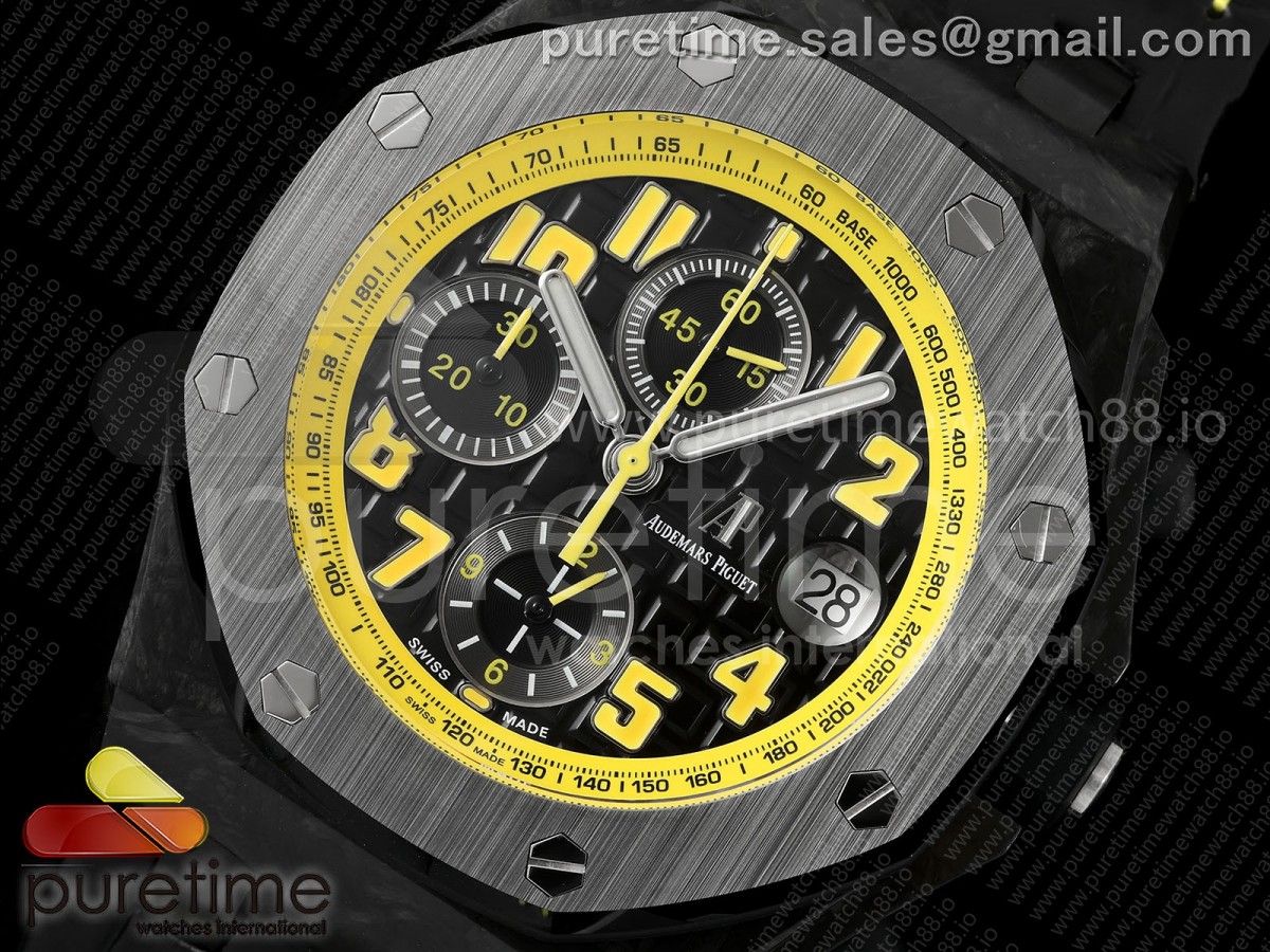 Royal Oak Offshore 'Bumble Bee' TKF on Black Leather Strap A3126