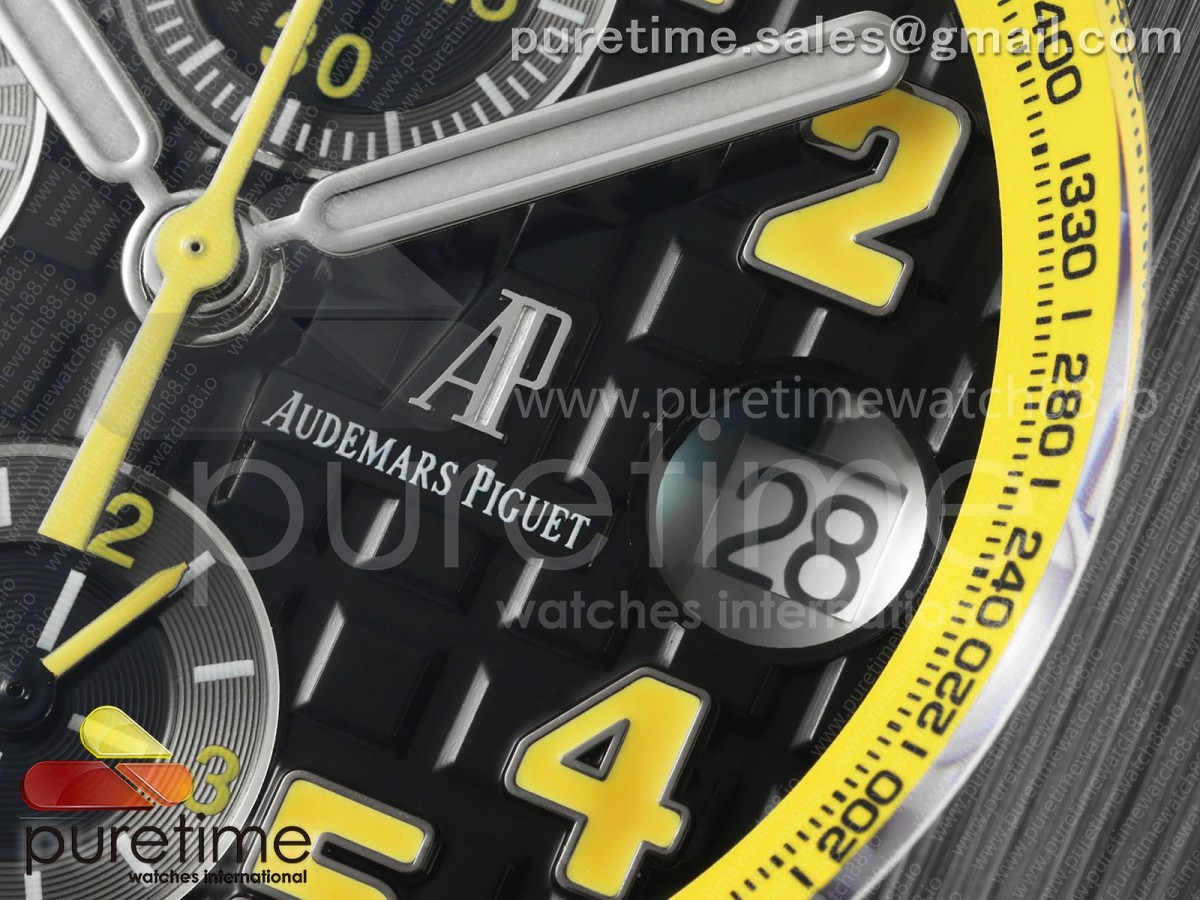Royal Oak Offshore 'Bumble Bee' TKF on Black Leather Strap A3126