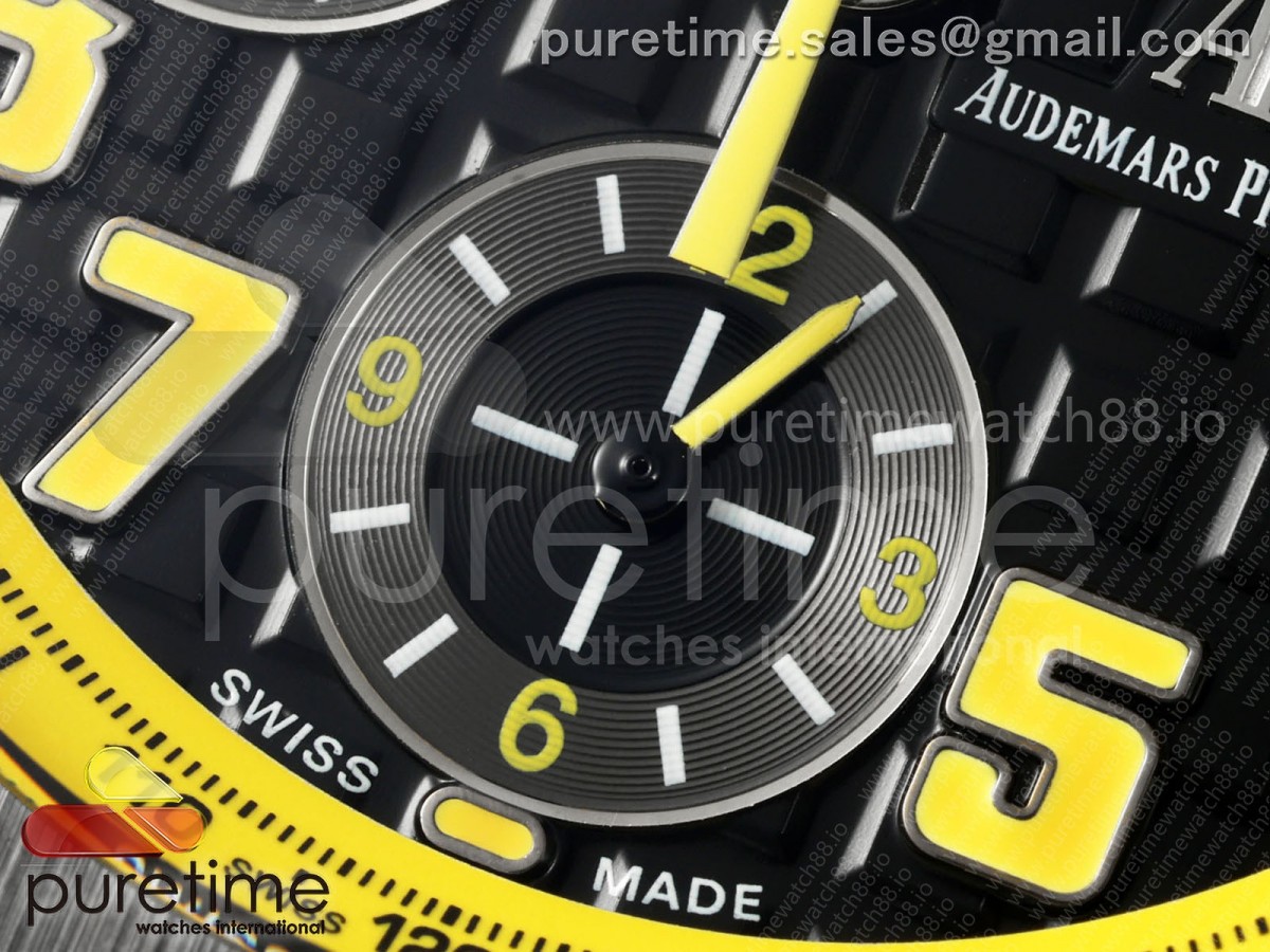 Royal Oak Offshore 'Bumble Bee' TKF on Black Leather Strap A3126