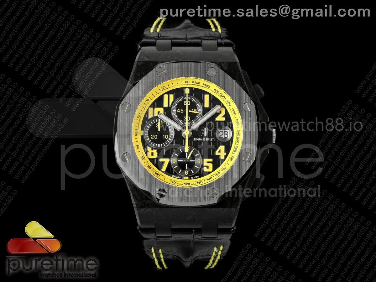 Royal Oak Offshore 'Bumble Bee' TKF on Black Leather Strap A3126