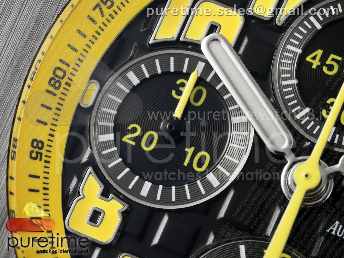 Royal Oak Offshore 'Bumble Bee' TKF on Black Leather Strap A3126