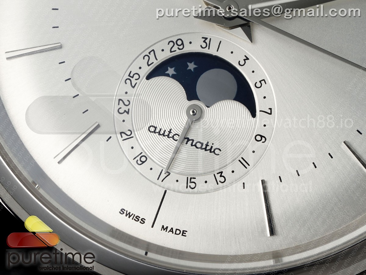 Flagship Heritage Moonphase SS APSF Silver/SS Dial on Black Leather Strap A2892