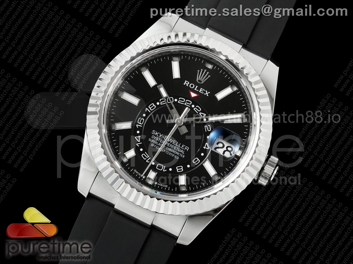 Sky-Dweller 336239 SS ZF Black Dial on Oysterflex Strap A23J (Gain Weight)