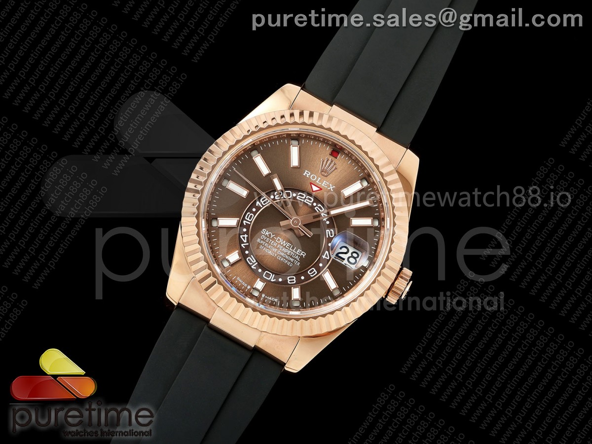 Sky-Dweller 336235 RG ZF Brown Dial on Oysterflex Strap A23J (Gain Weight)