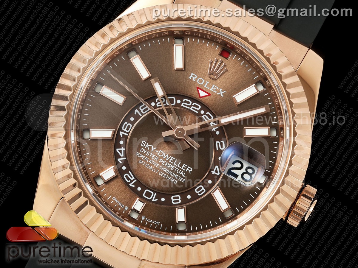 Sky-Dweller 336235 RG ZF Brown Dial on Oysterflex Strap A23J (Gain Weight)