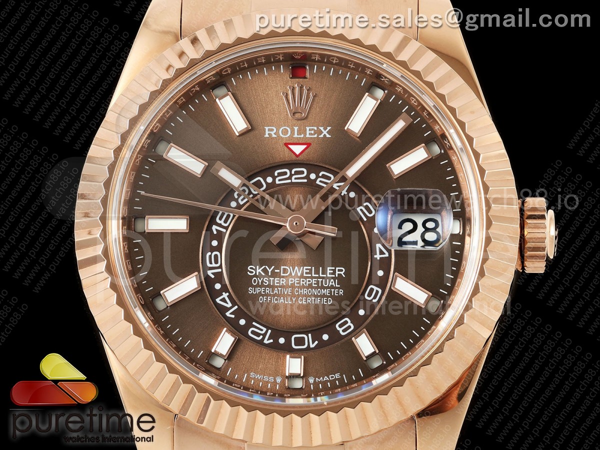 Sky-Dweller 336235 RG ZF Brown Dial on Oysterflex Strap A23J (Gain Weight)