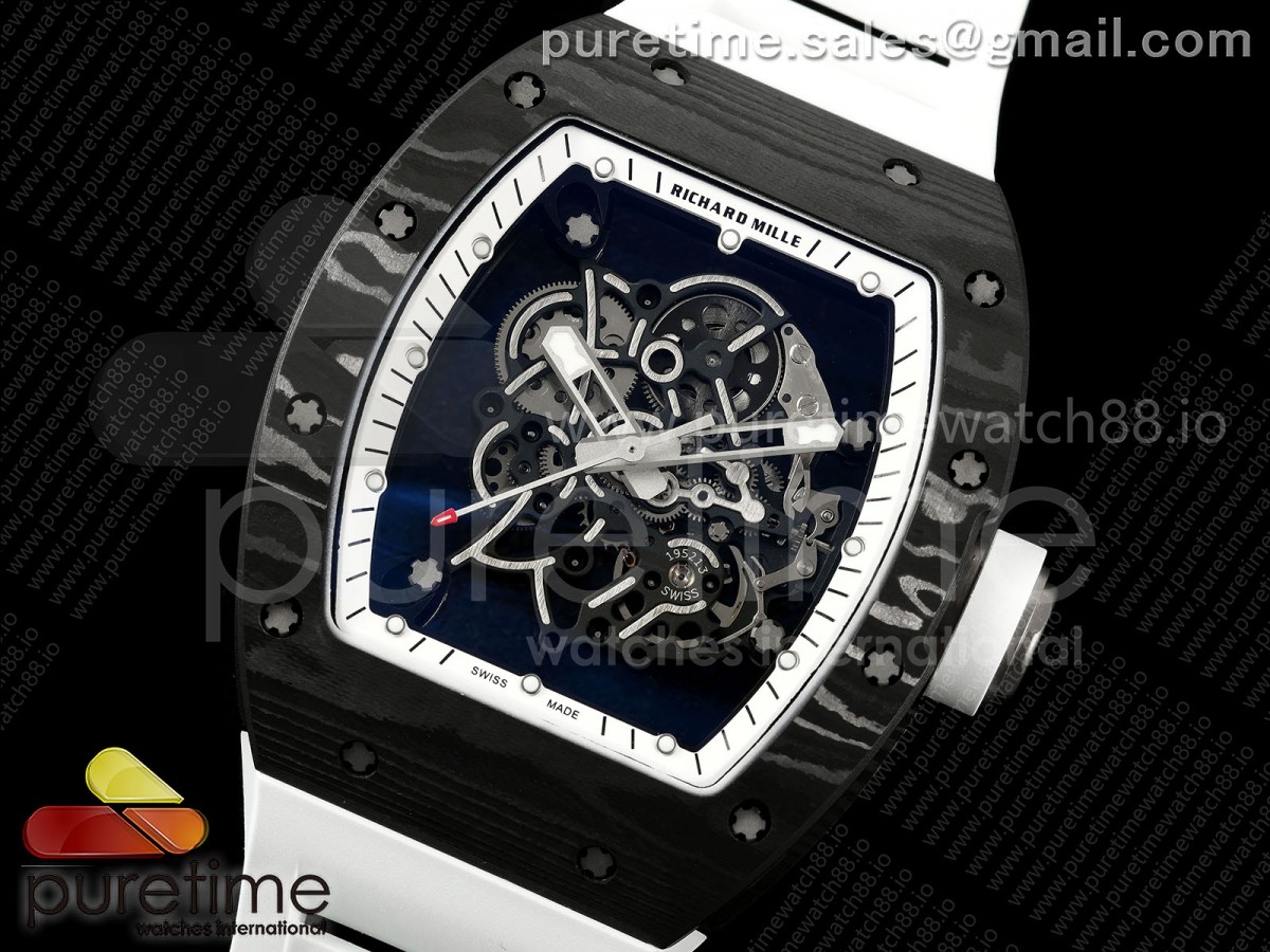 RM055 NTPT APSF White Bezel White Crown on Rubber Strap RMUL2