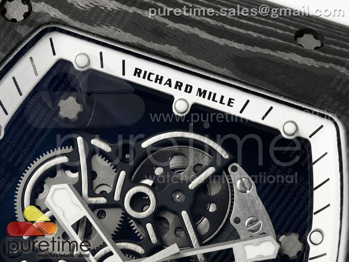 RM055 NTPT APSF White Bezel White Crown on Rubber Strap RMUL2