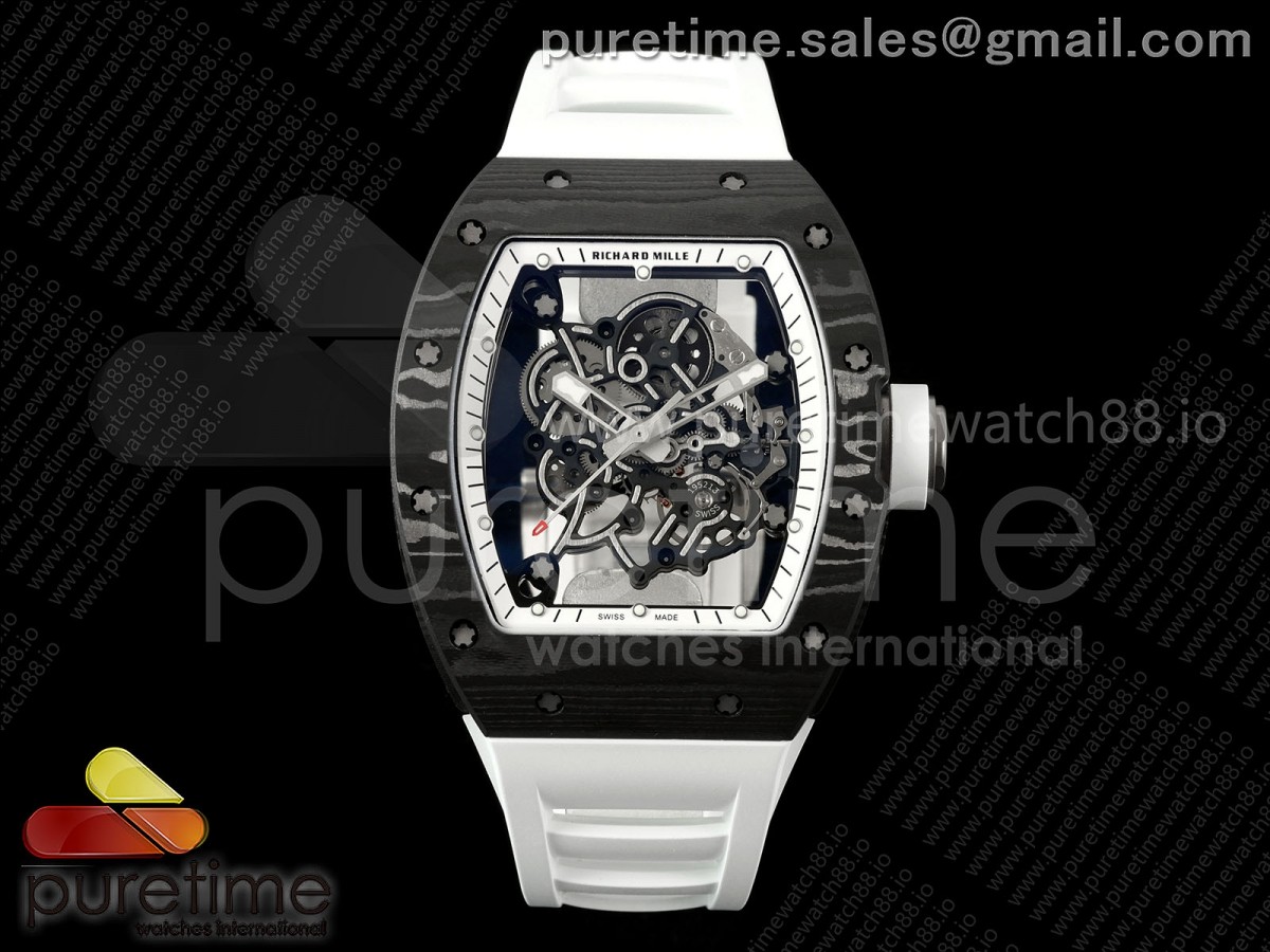 RM055 NTPT APSF White Bezel White Crown on Rubber Strap RMUL2