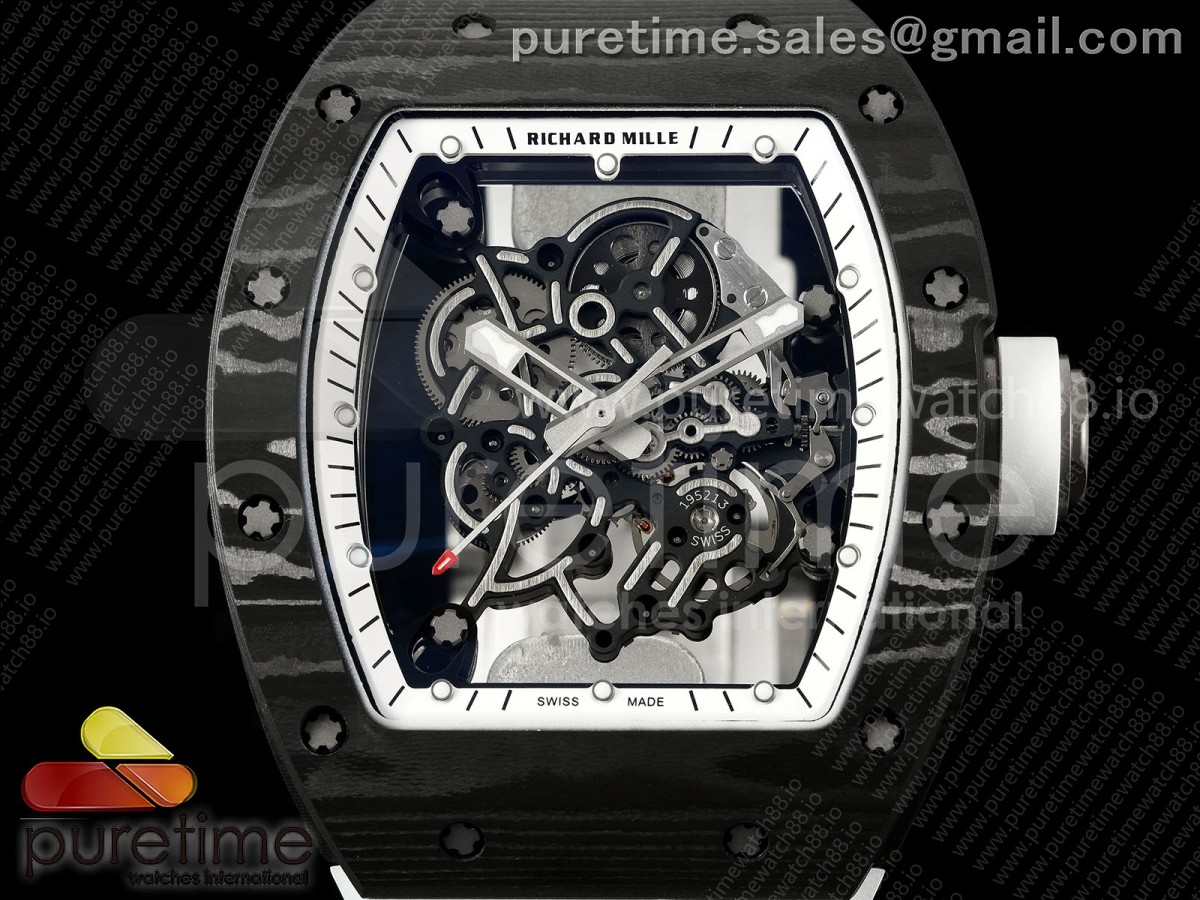 RM055 NTPT APSF White Bezel White Crown on Rubber Strap RMUL2