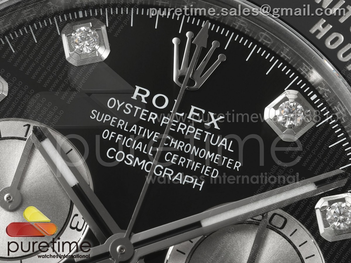 Daytona 126519 Clean Black/Silver Diamonds Dial on Oysterflex Strap SH4131