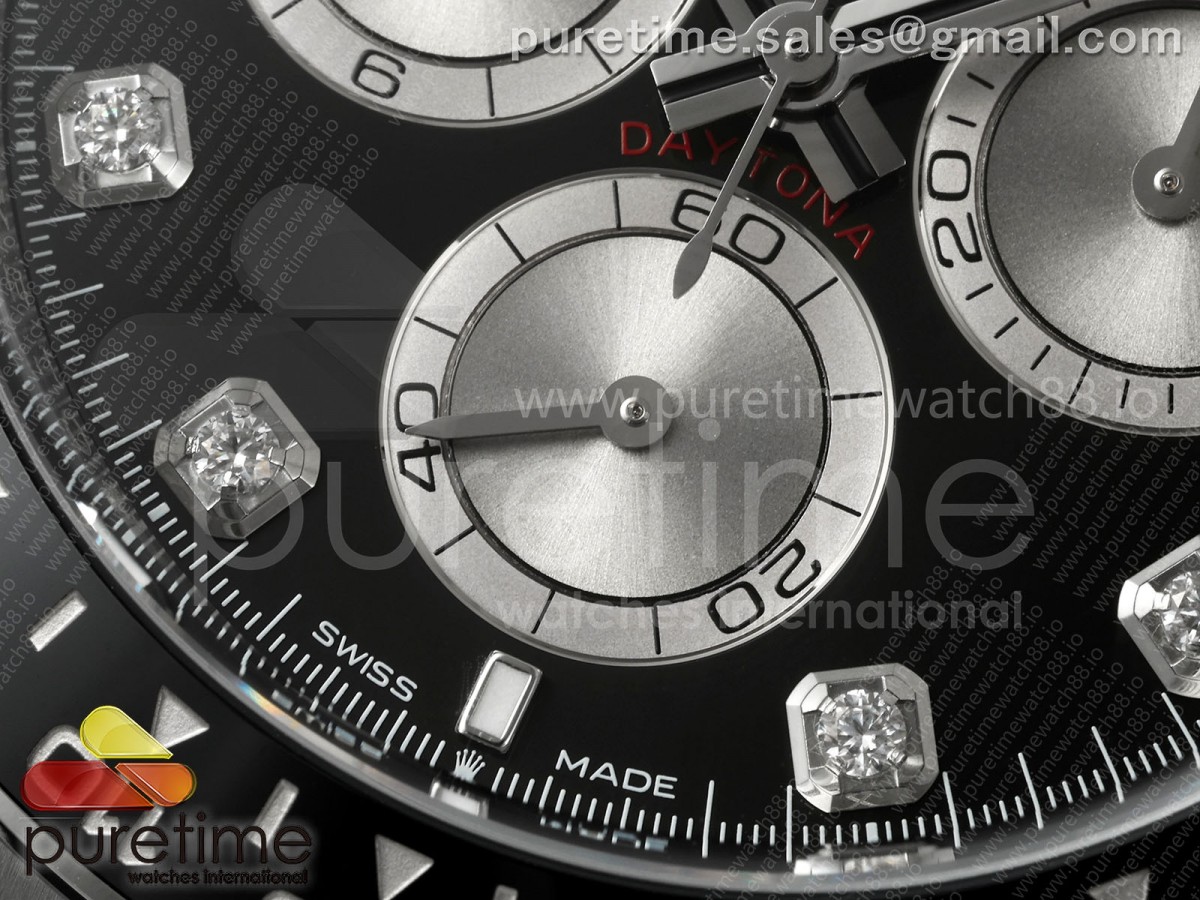 Daytona 126519 Clean Black/Silver Diamonds Dial on Oysterflex Strap SH4131