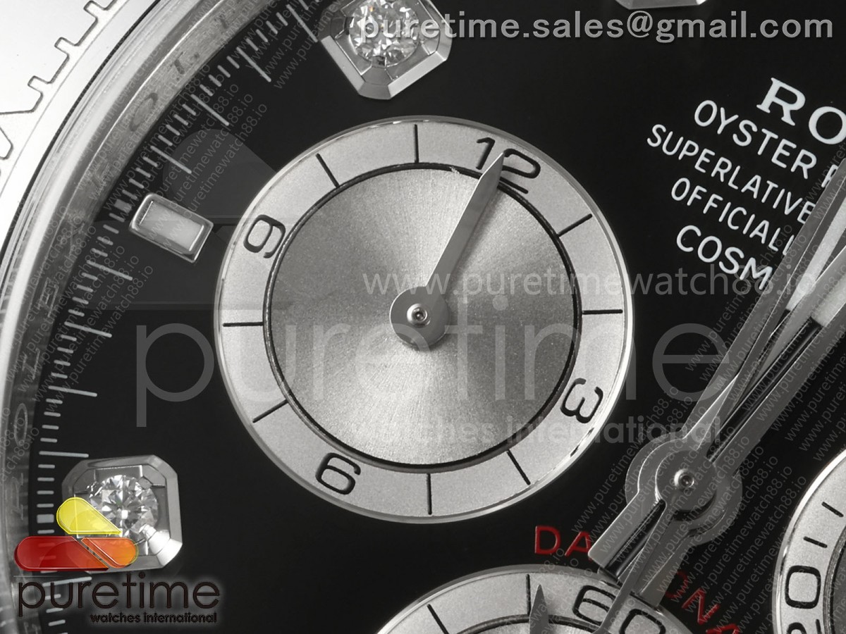 Daytona 126519 Clean Black/Silver Diamonds Dial on Oysterflex Strap SH4131
