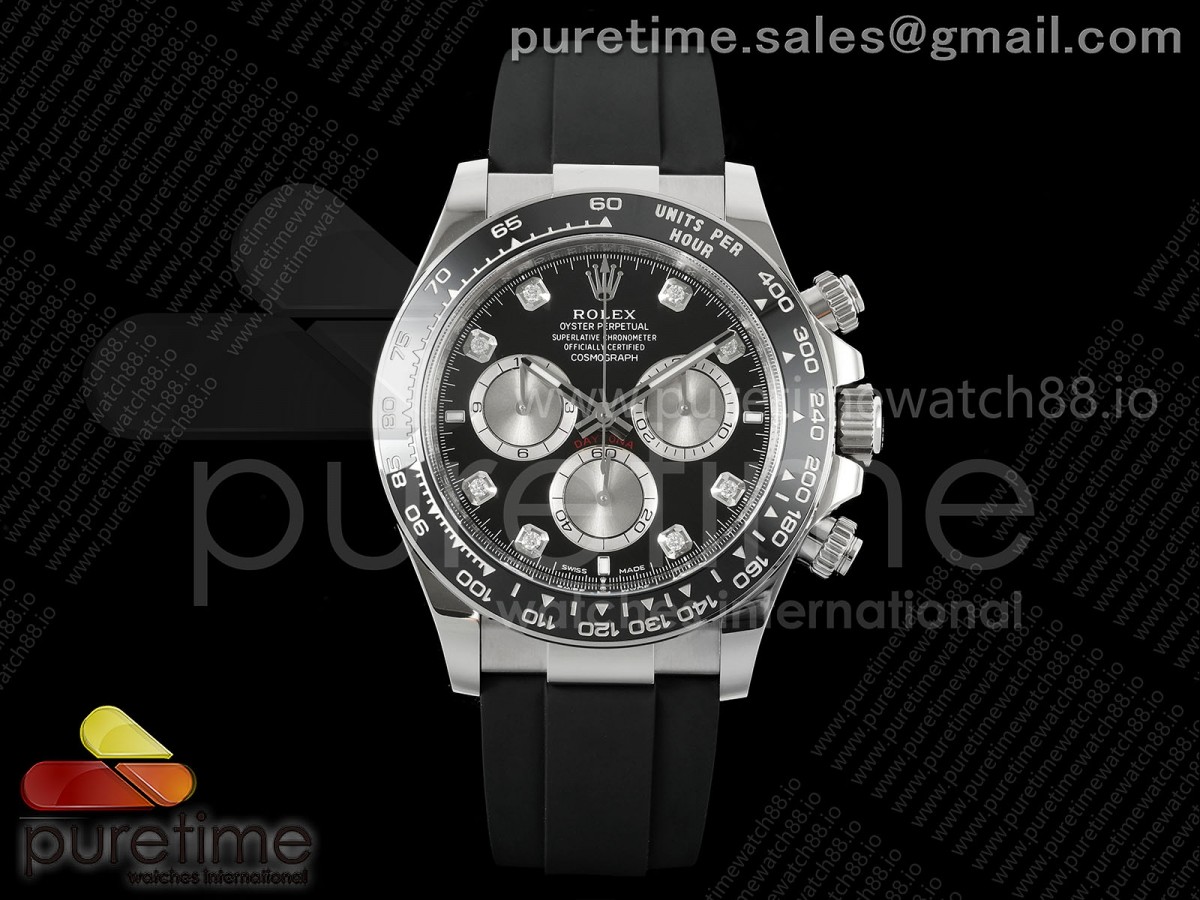Daytona 126519 Clean Black/Silver Diamonds Dial on Oysterflex Strap SH4131