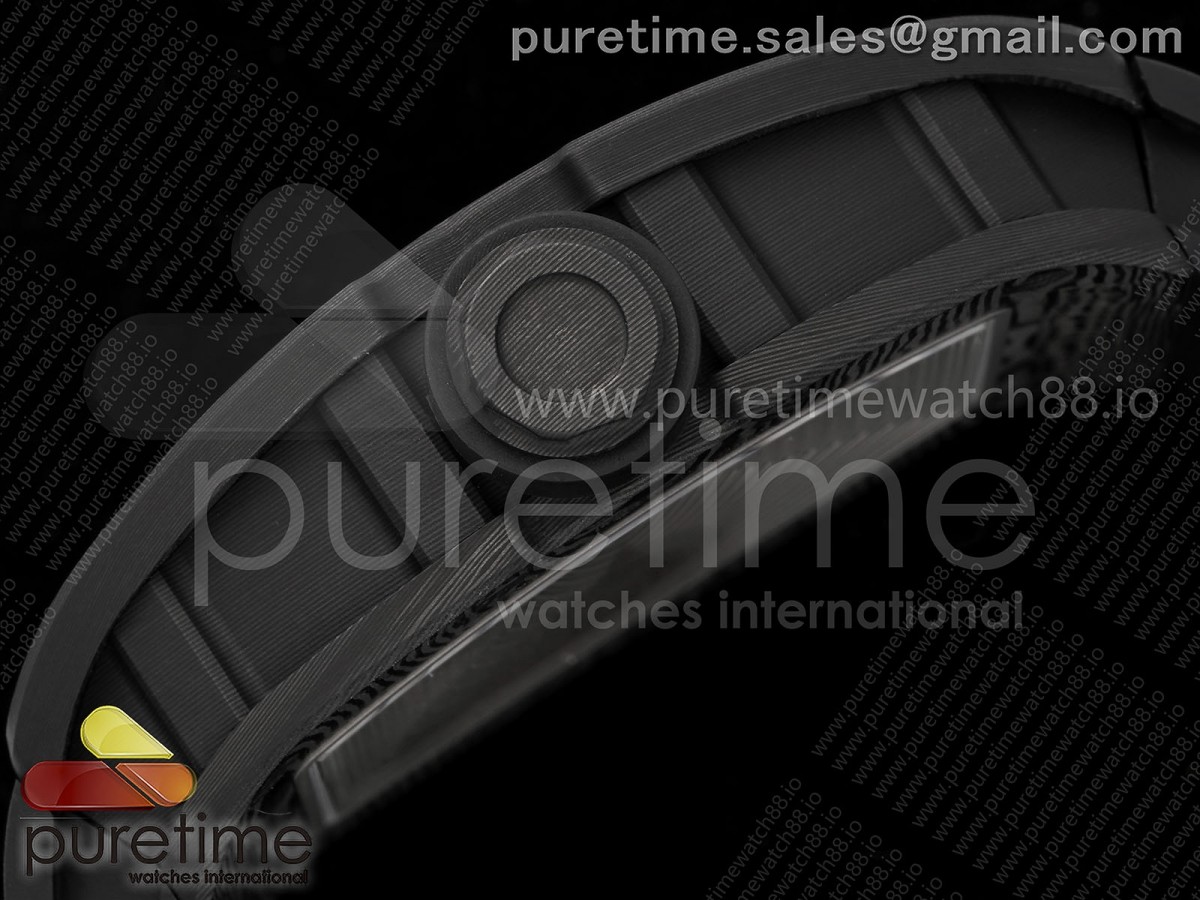 RM055 NTPT RMF RG Bezel Black Crown on Black Rubber Strap RMUL2