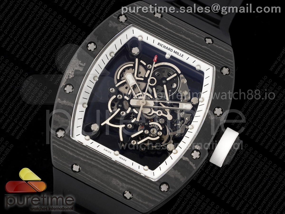 RM055 NTPT RMF White Bezel White Crown on Black Rubber Strap RMUL2