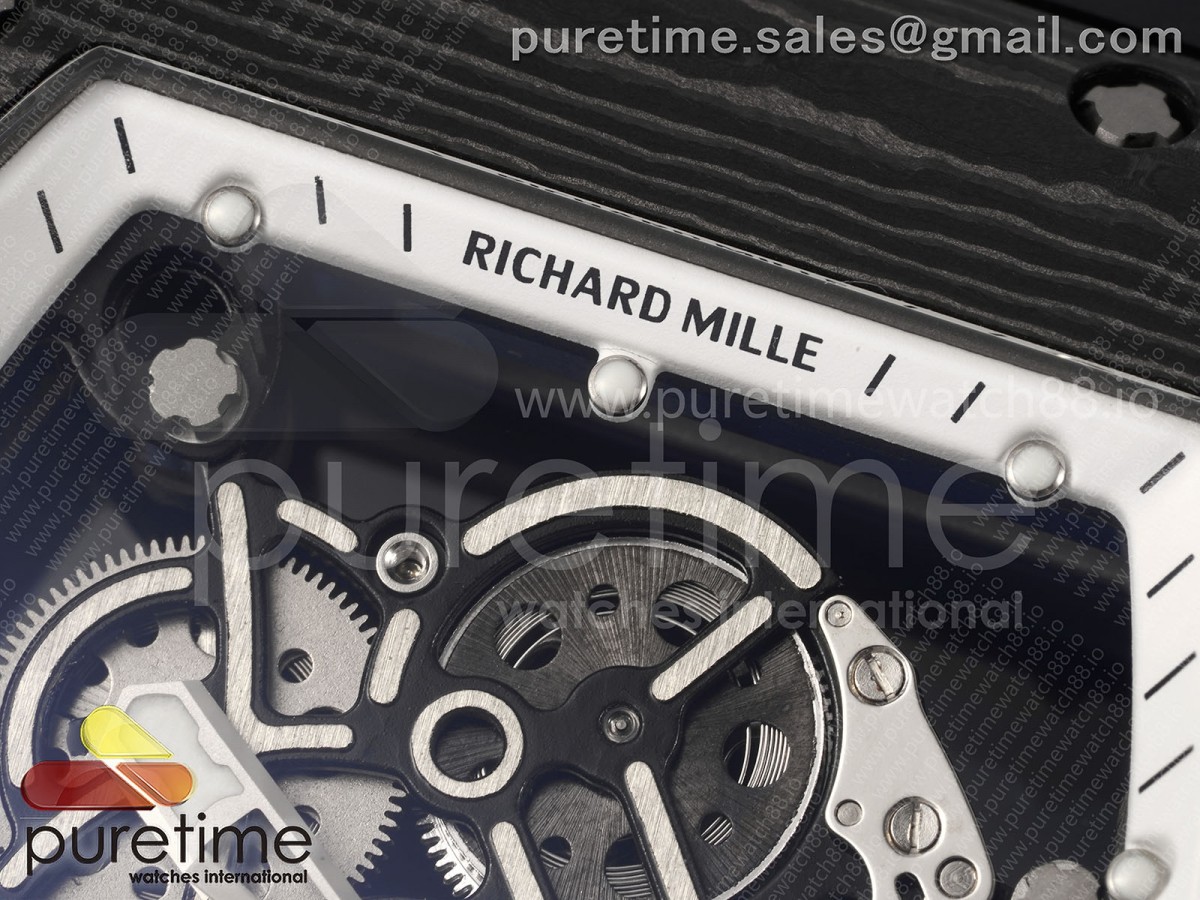 RM055 NTPT RMF White Bezel White Crown on Black Rubber Strap RMUL2