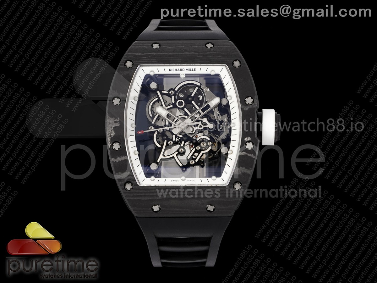 RM055 NTPT RMF White Bezel White Crown on Black Rubber Strap RMUL2