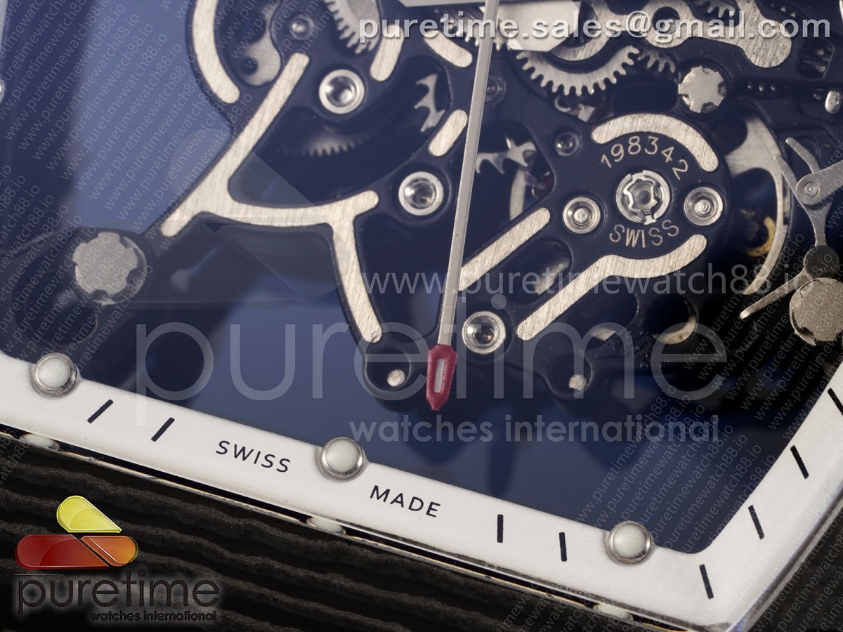 RM055 NTPT RMF White Bezel White Crown on Black Rubber Strap RMUL2