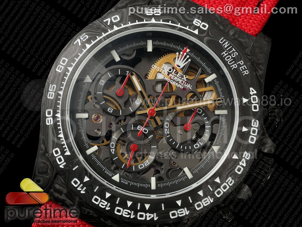 Blaken Daytona Carbon GETF Skeleton Red Dial on Red Nylon Strap SA4130