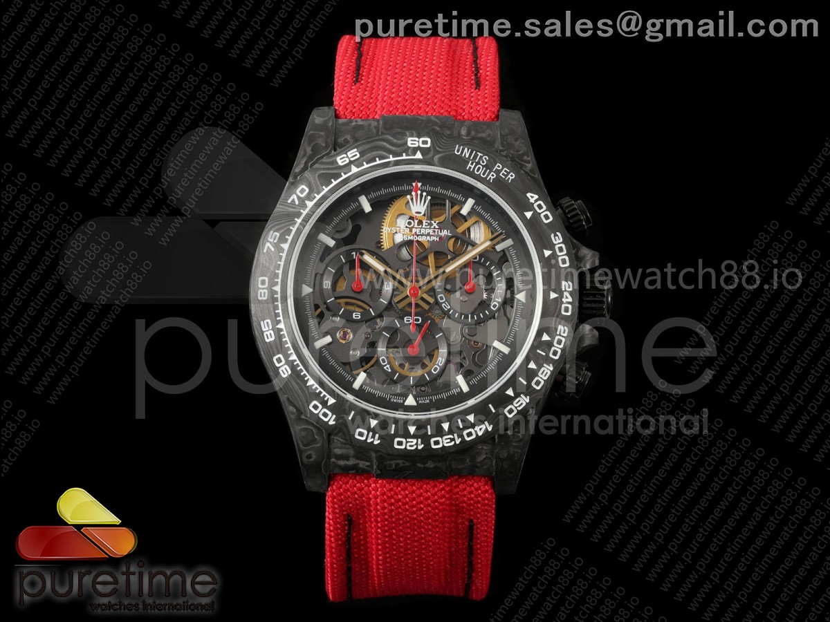 Blaken Daytona Carbon GETF Skeleton Red Dial on Red Nylon Strap SA4130