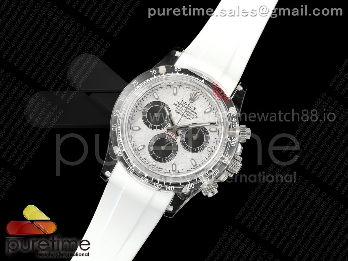 AET Daytona Sapphire GETF Meteorite Dial on White Rubber Strap SA4130