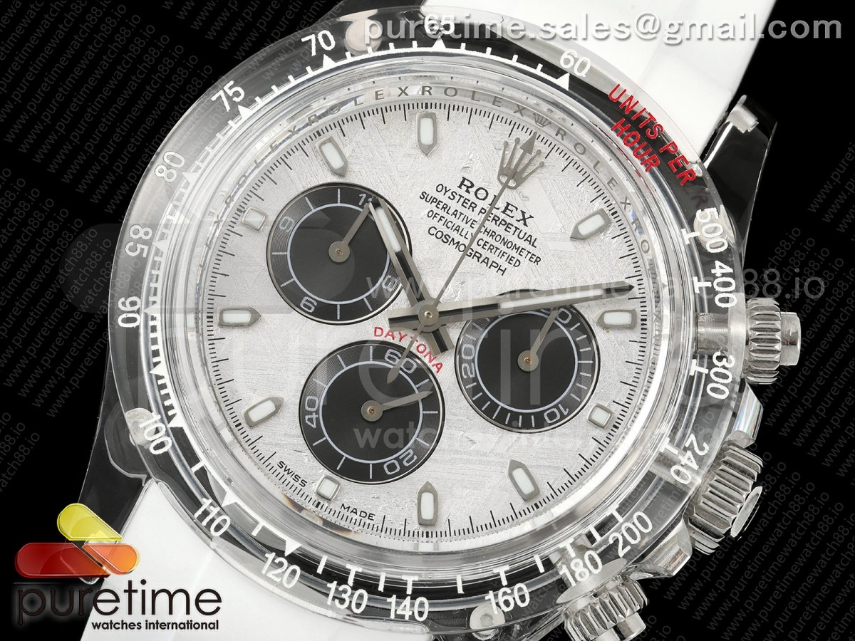 AET Daytona Sapphire GETF Meteorite Dial on White Rubber Strap SA4130