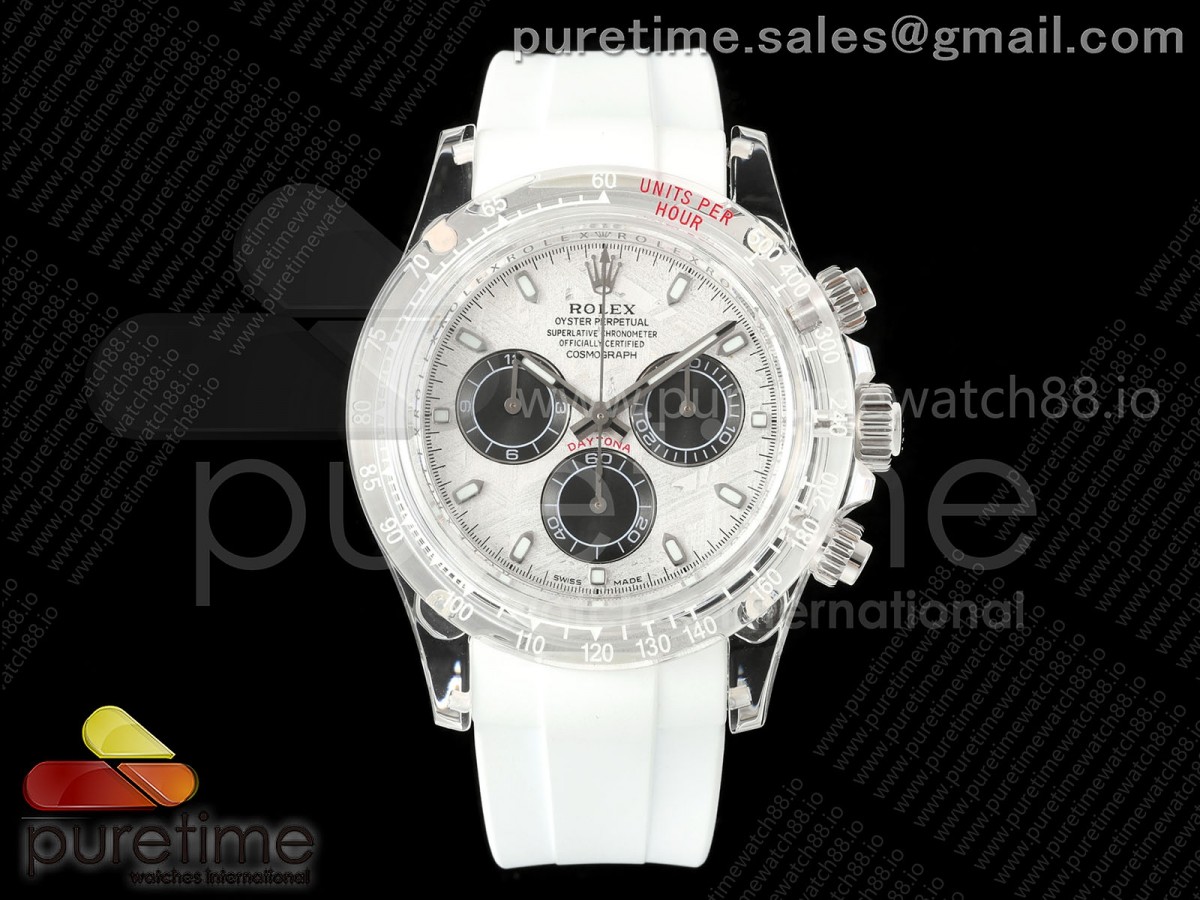 AET Daytona Sapphire GETF Meteorite Dial on White Rubber Strap SA4130