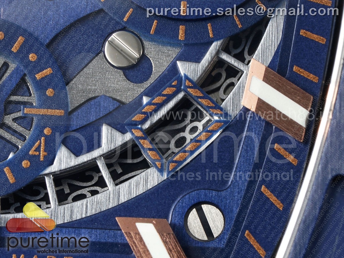 Spirit of Big Bang RG BBF Blue Ceramic Bezel Skeleton Dial on Blue Rubber Strap A7750