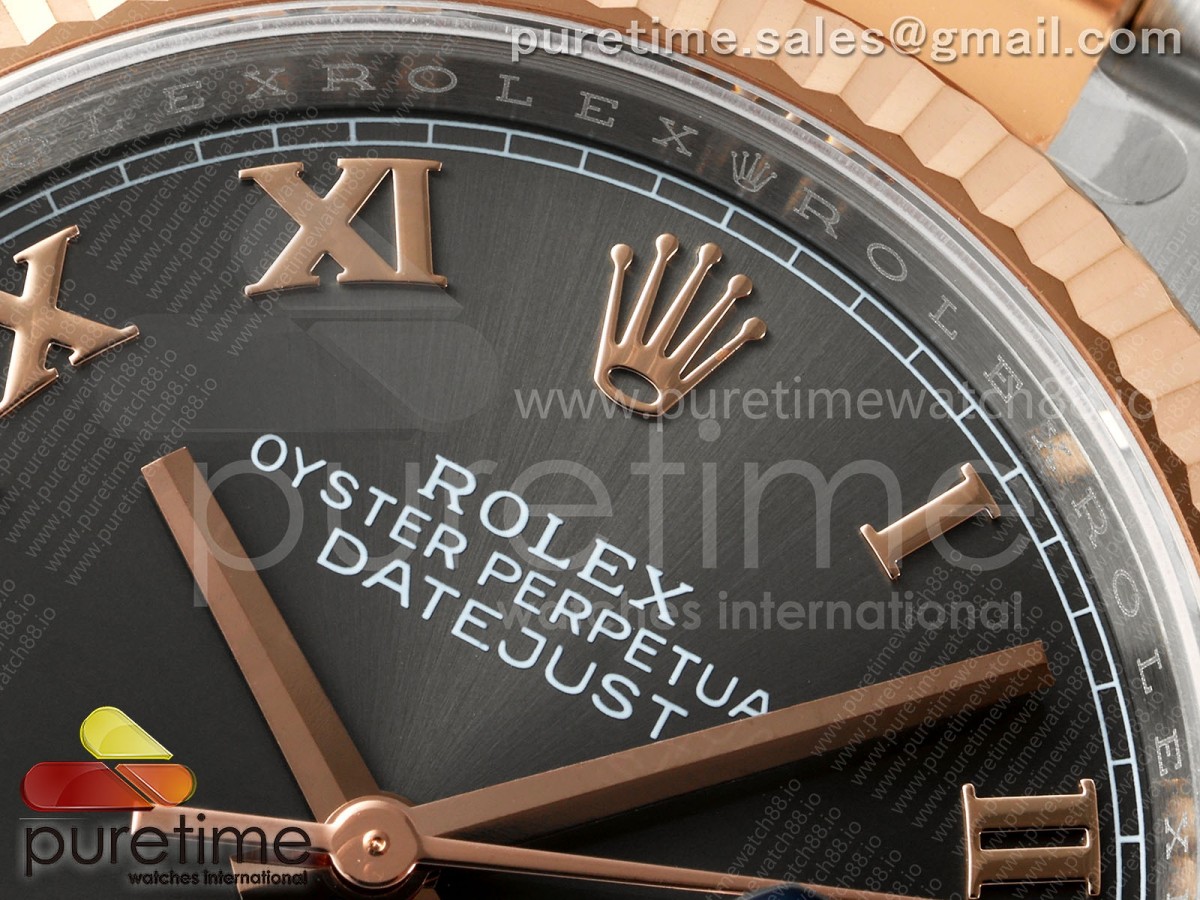 DateJust 36 126231 EWEF Gray Diamonds Roman Dial on SS/RG Oyster Bracelet A3235