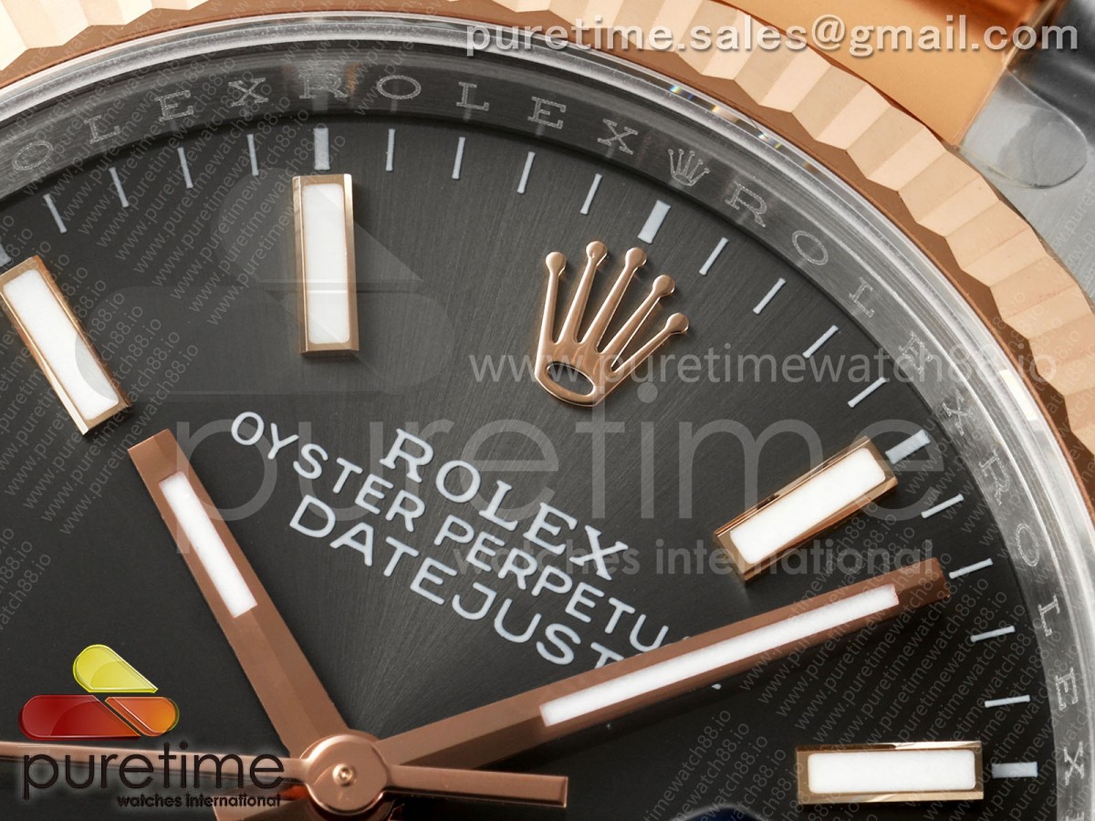 DateJust 36 126231 EWEF Gray Stick Dial on SS/RG Oyster Bracelet A3235