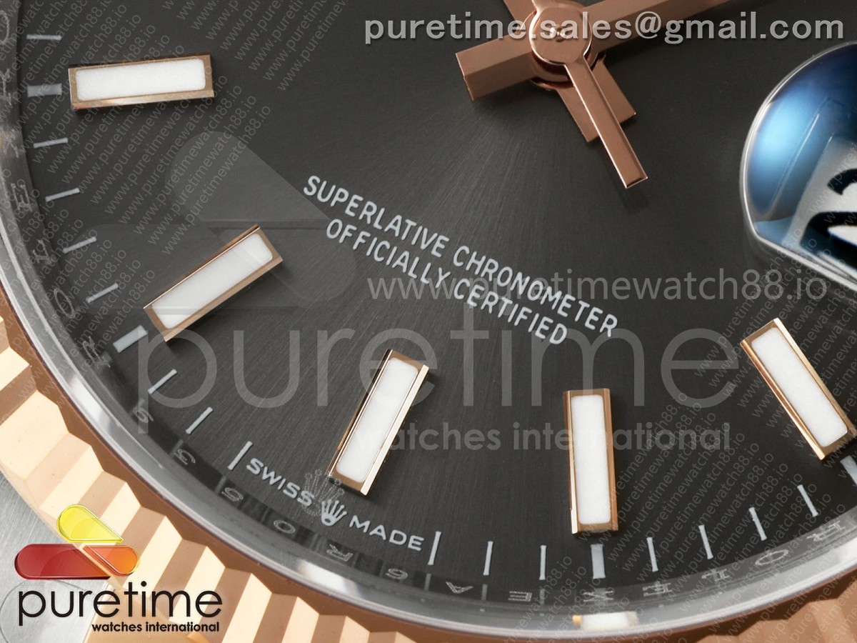 DateJust 36 126231 EWEF Gray Stick Dial on SS/RG Oyster Bracelet A3235