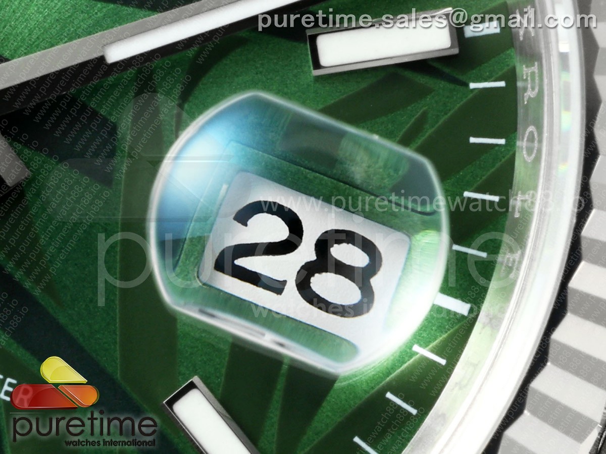 DateJust 36 126234 EWEF Green Leaves Stick Dial on SS Jubilee Bracelet A3235