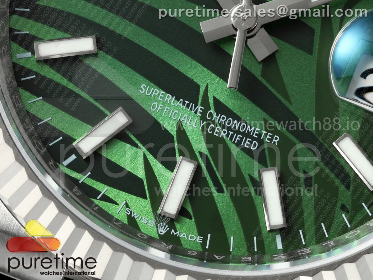 DateJust 36 126234 EWEF Green Leaves Stick Dial on SS Jubilee Bracelet A3235