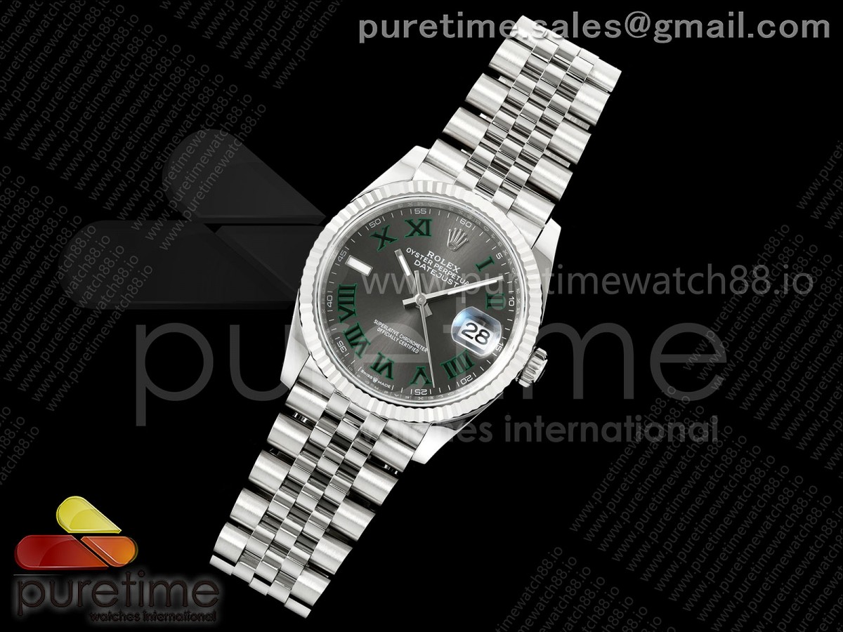 DateJust 36 126234 EWEF Gray Dial Green Roman on SS Jubilee Bracelet A3235
