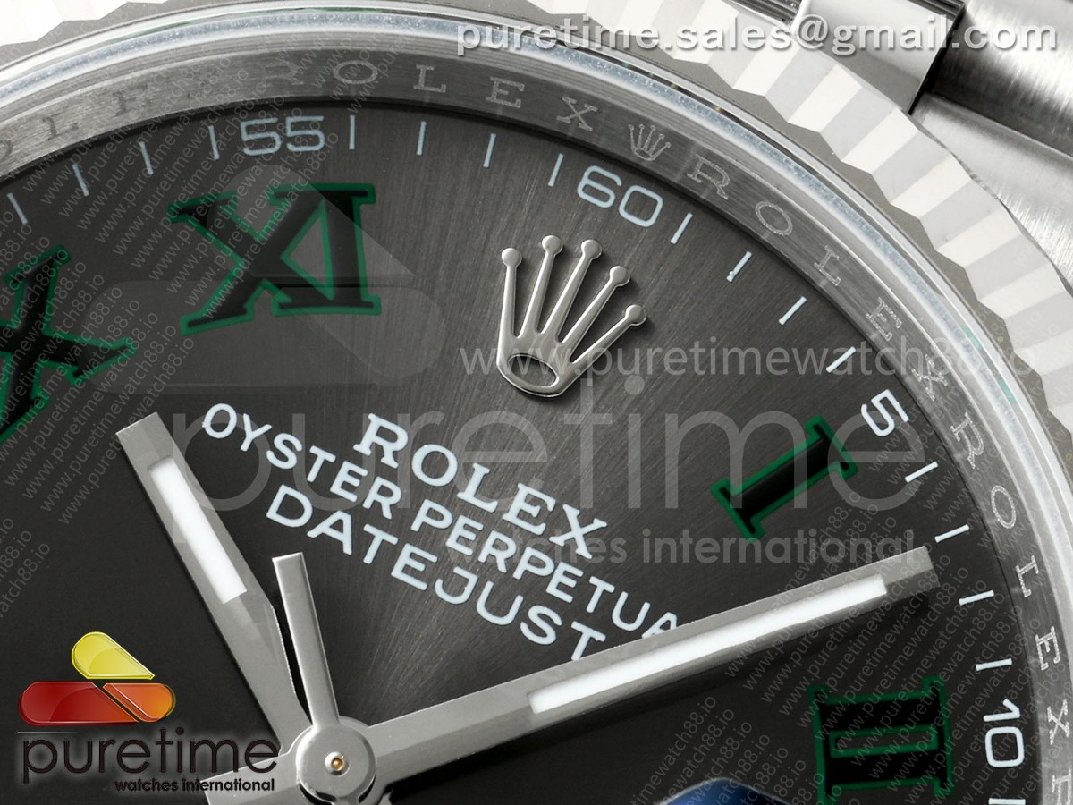 DateJust 36 126234 EWEF Gray Dial Green Roman on SS Jubilee Bracelet A3235