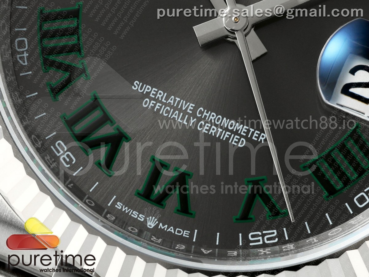 DateJust 36 126234 EWEF Gray Dial Green Roman on SS Jubilee Bracelet A3235