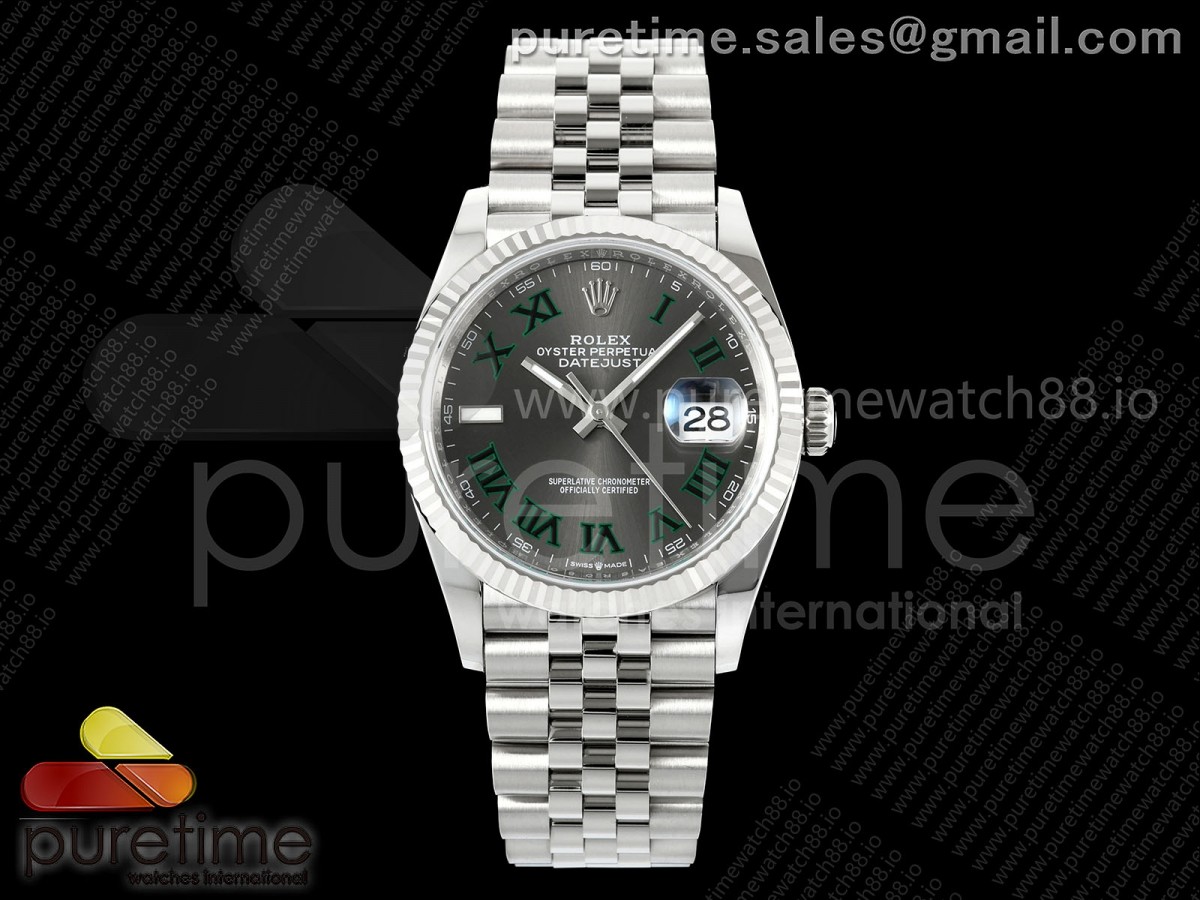DateJust 36 126234 EWEF Gray Dial Green Roman on SS Jubilee Bracelet A3235