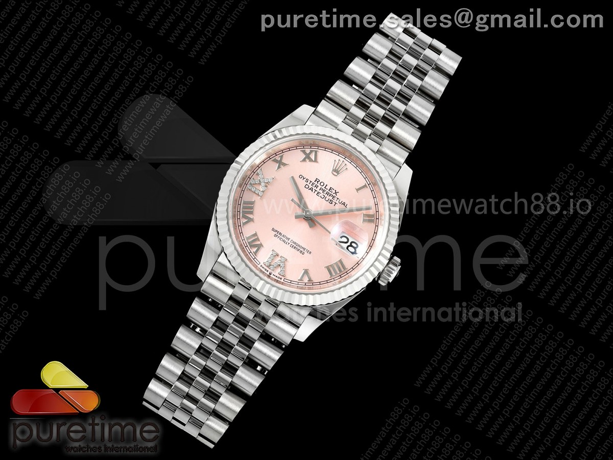 DateJust 36 126234 EWEF Pink Diamonds Roman Dial on SS Jubilee Bracelet A3235