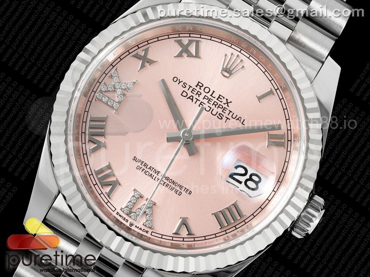 DateJust 36 126234 EWEF Pink Diamonds Roman Dial on SS Jubilee Bracelet A3235