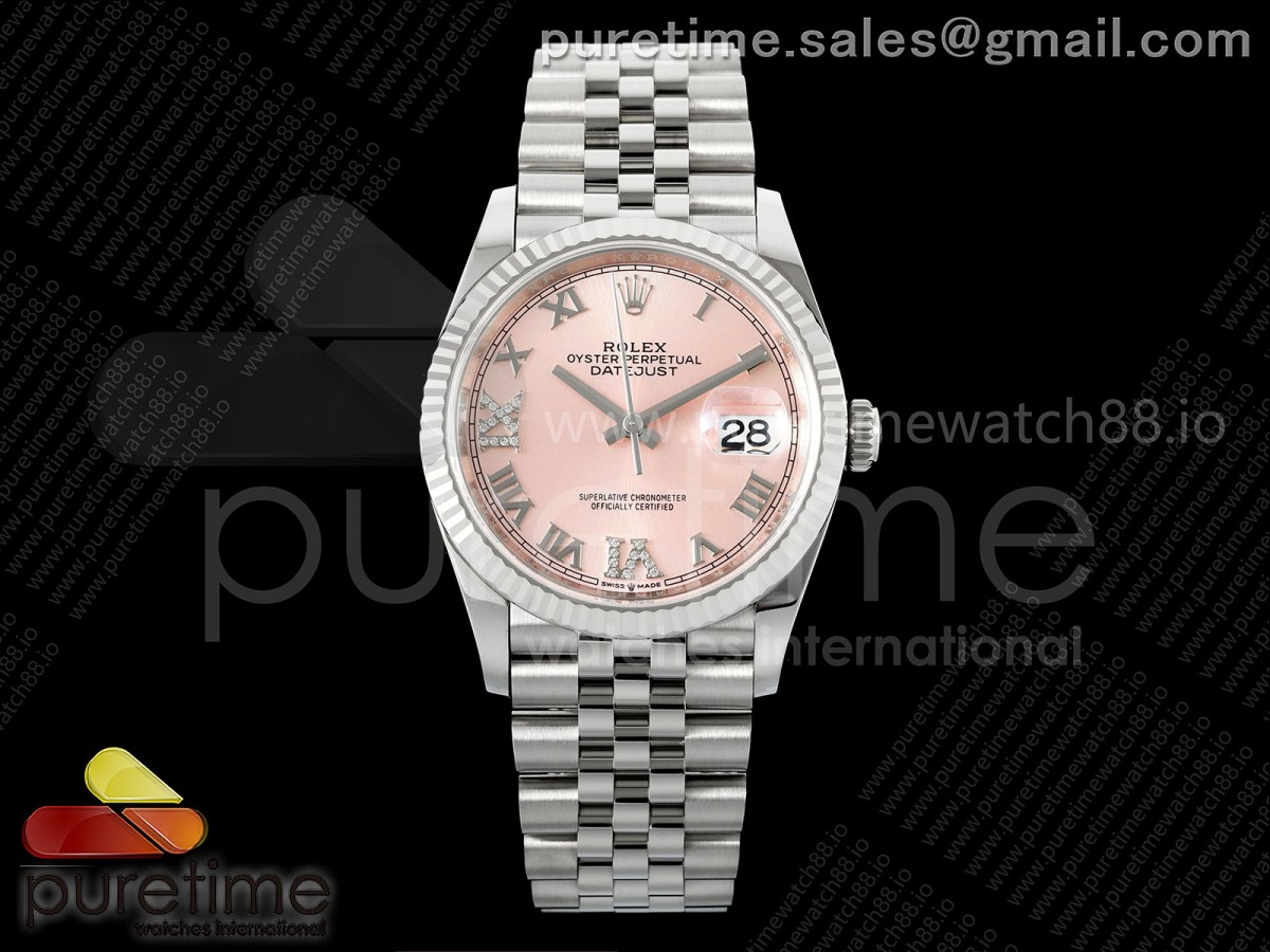 DateJust 36 126234 EWEF Pink Diamonds Roman Dial on SS Jubilee Bracelet A3235