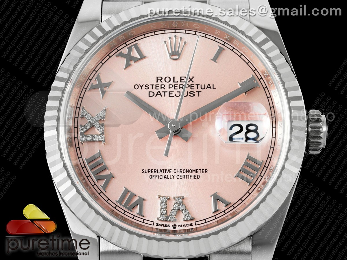 DateJust 36 126234 EWEF Pink Diamonds Roman Dial on SS Jubilee Bracelet A3235