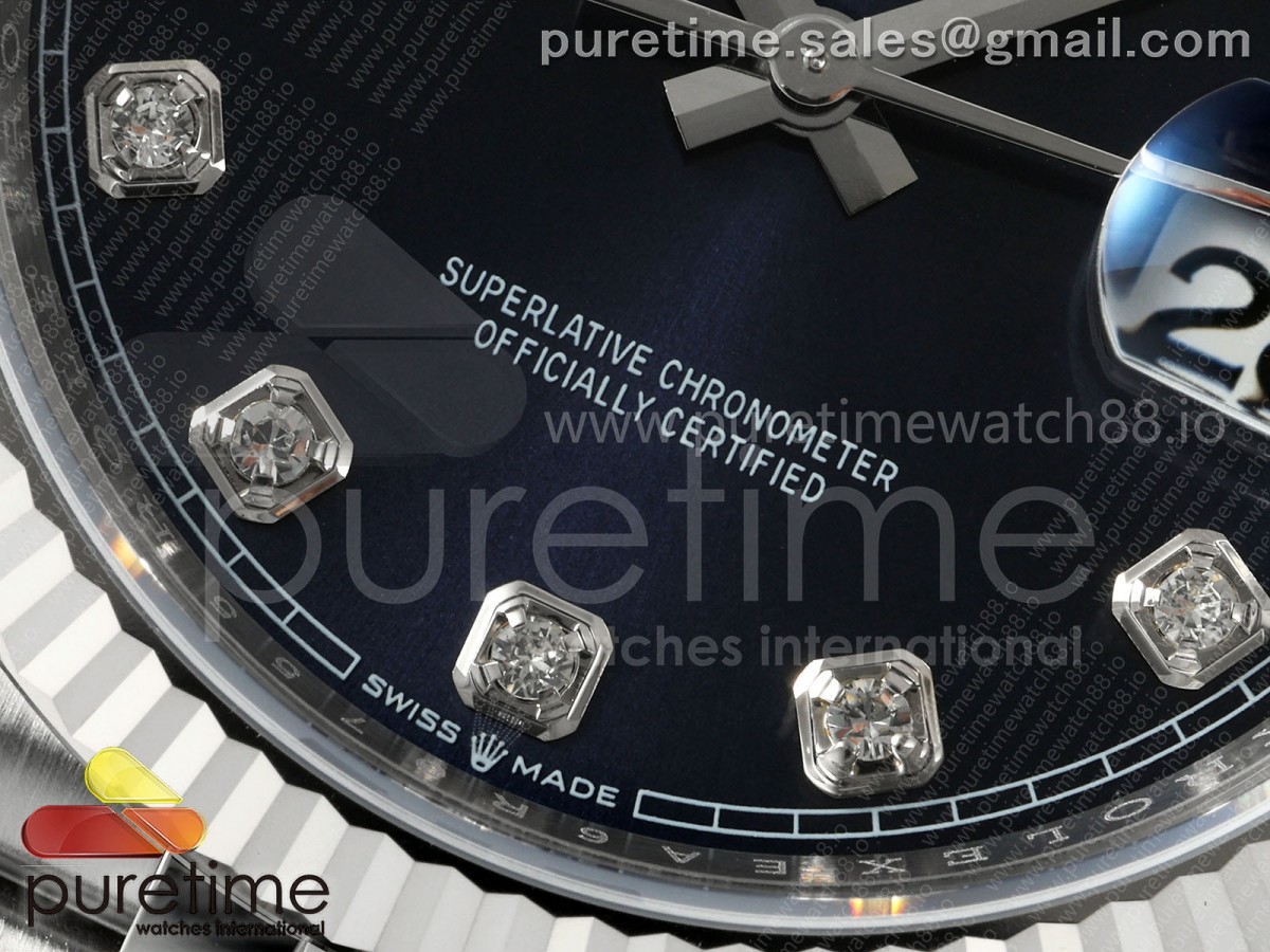 DateJust 36 126234 EWEF Blue Diamonds Dial on SS Jubilee Bracelet A3235