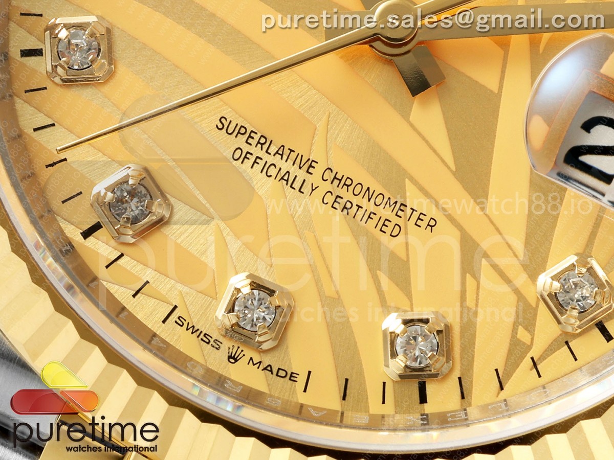 DateJust 36 126233 EWEF YG Leaves Diamonds Dial on SS/YG Jubilee Bracelet A3235