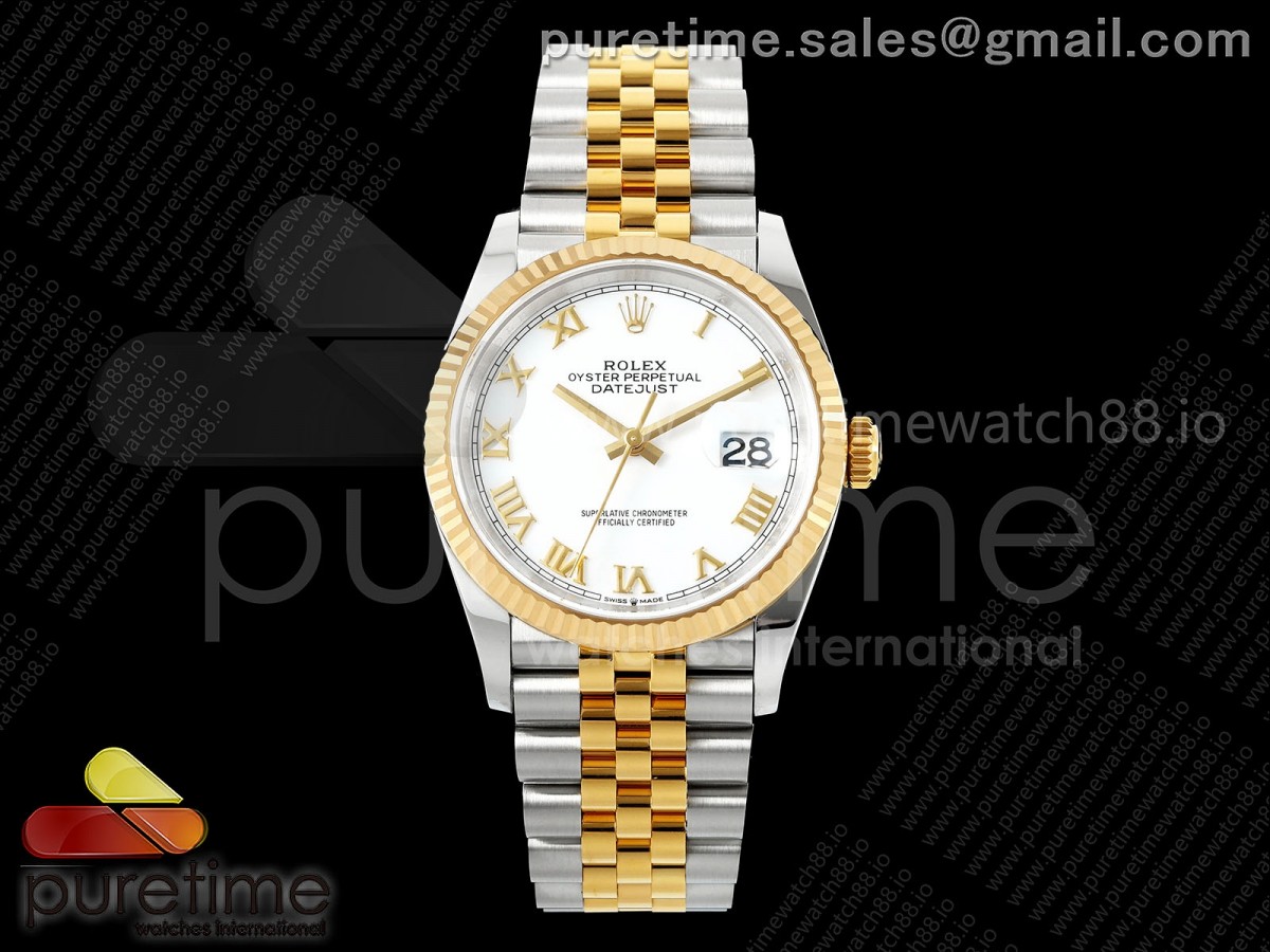 DateJust 36 126233 EWEF White Roman Dial on SS/YG Jubilee Bracelet A3235